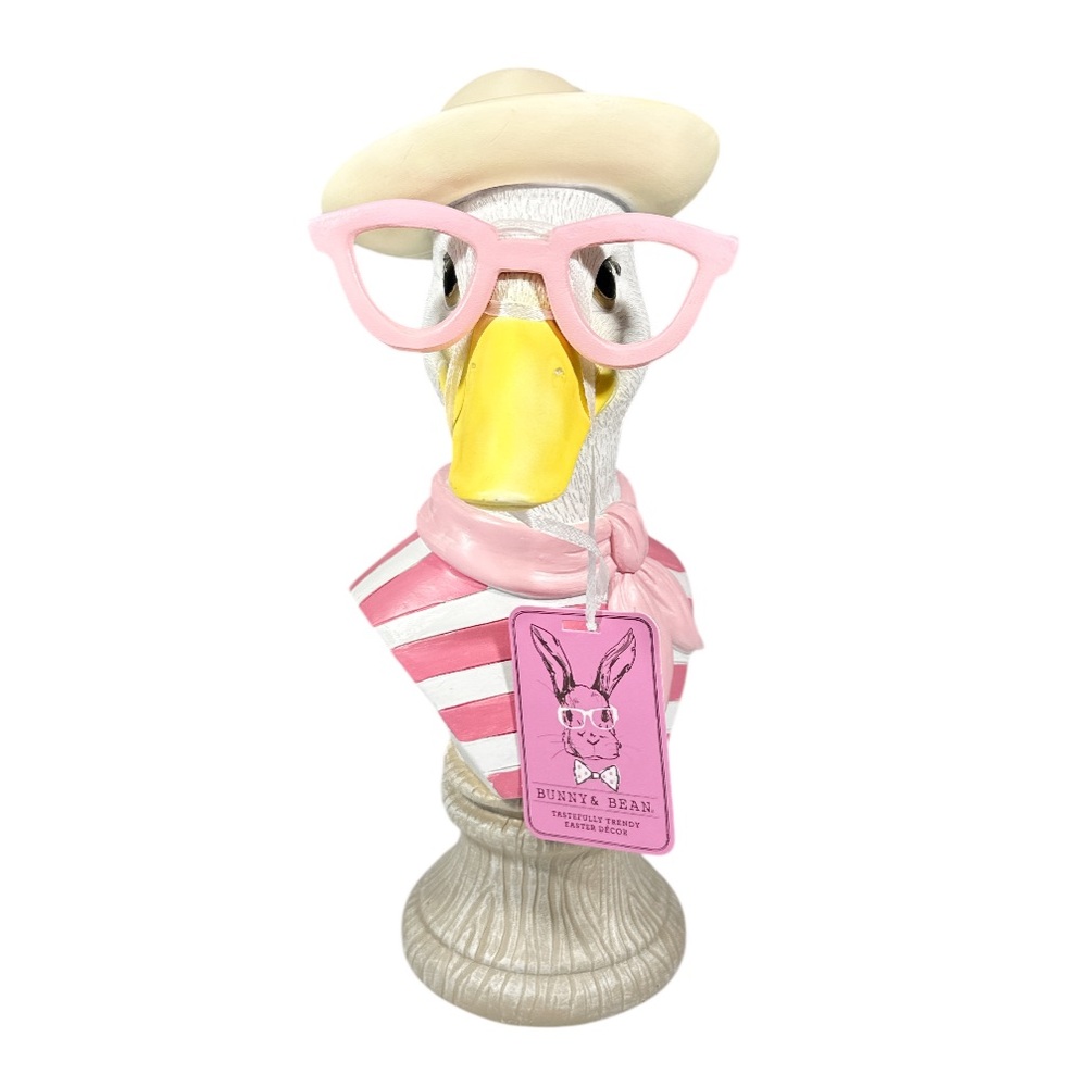 NEW Bunny & Bean EASTER DUCK FIGURINE with Pink Accessories